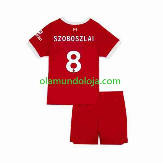 Camisola Liverpool Dominik Szoboszlai 8 Criança Equipamento Primeiro 2023 Manga Curta
